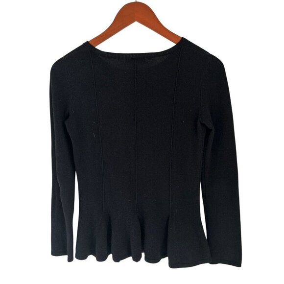 Neiman Marcus Cashmere Black Peplum Sweater XS Womens Long Sleeve Crew Neck - Picture 5 of 7